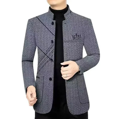 Chaqueta informal de cuello alto para hombre, de primavera, otoño e invierno, de estilo informal, de negocios, modelo fino, adecuada para verano, de origen chino.