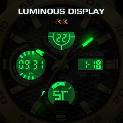 FOXBOX Reloj digital a prueba de golpes para hombre, estilo militar, camuflaje, resistente al agua hasta 5 ATM, relojes electrónicos a prueba de golpes, estilo táctico.