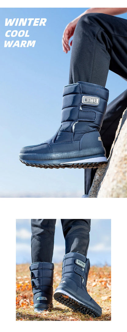 Botas de nieve gruesas, antideslizantes, cálidas, de terciopelo, para hombre y mujer, de algodón, para invierno.