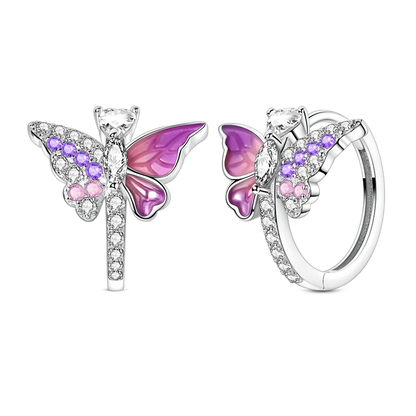 Pendientes brillantes de plata de ley S925 para mujer, con circonitas de colores, diseño de insecto, ideal como regalo de aniversario de boda.