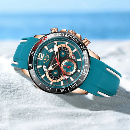 Reloj LIGE original para hombre, deportivo, de negocios, multifuncional, con calendario y código de tiempo, correa de silicona, reloj de cuarzo de marca de lujo para hombre