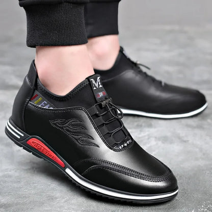 Zapatillas deportivas informales de moda para hombre, con aumento de altura invisible de 6 a 8 cm, de cuero auténtico, para verano.