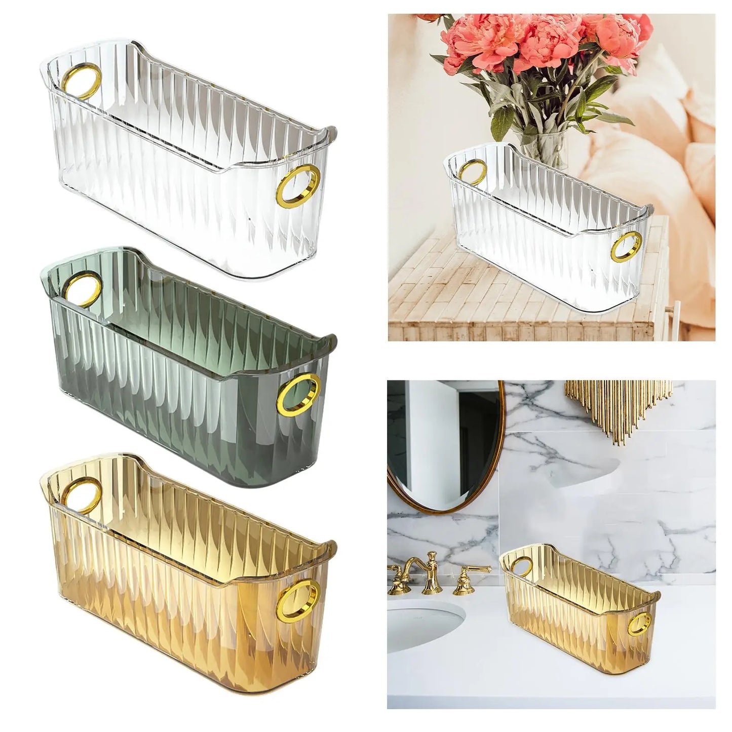 Organizador de contenedores de almacenamiento multiusos, contenedor para mascotas, cesta de almacenamiento de escritorio para refrigerador, cocina, baño y armario.