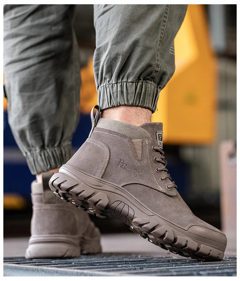 Zapatos de seguridad para hombre, antiperforación, indestructibles, zapatos de trabajo de moda, zapatos de trabajo para exteriores, botas con puntera de acero.