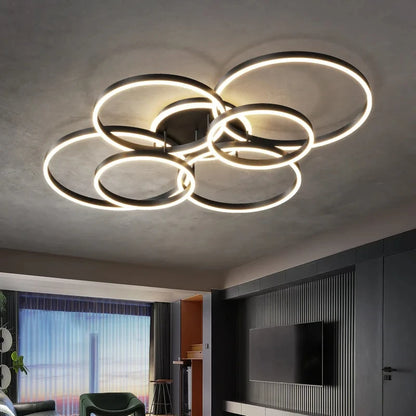 Lámparas de araña LED modernas, iluminación interior para sala de estar, estudio, dormitorio, lámparas de anillos redondos, lámparas de araña con lustre para vestíbulo, luminarias