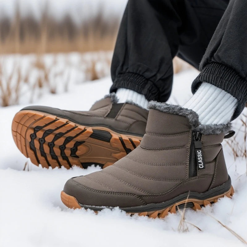 Botas de hombre para mantener el calor, zapatos de invierno para hombre, botines impermeables, zapatos de piel, botas de nieve, zapatos casuales de invierno, botines para hombre