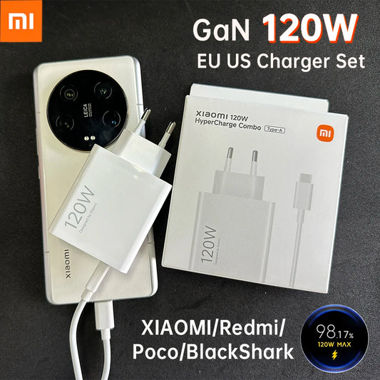 Xiaomi Usb GaN Charger 120W Mi Hyper Charge Adapter Mi 14 Pro 13T 12 Poco X6 F4 F7 Ultra Blackshark 5 6 Redmi Note 13 12 Cable