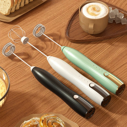 Batidora de huevos eléctrica de 1500 mAh, mini batidora de espuma con cabezal mezclador tipo C, recargable por USB, inalámbrica, para café con leche, capuchino y chocolate caliente.
