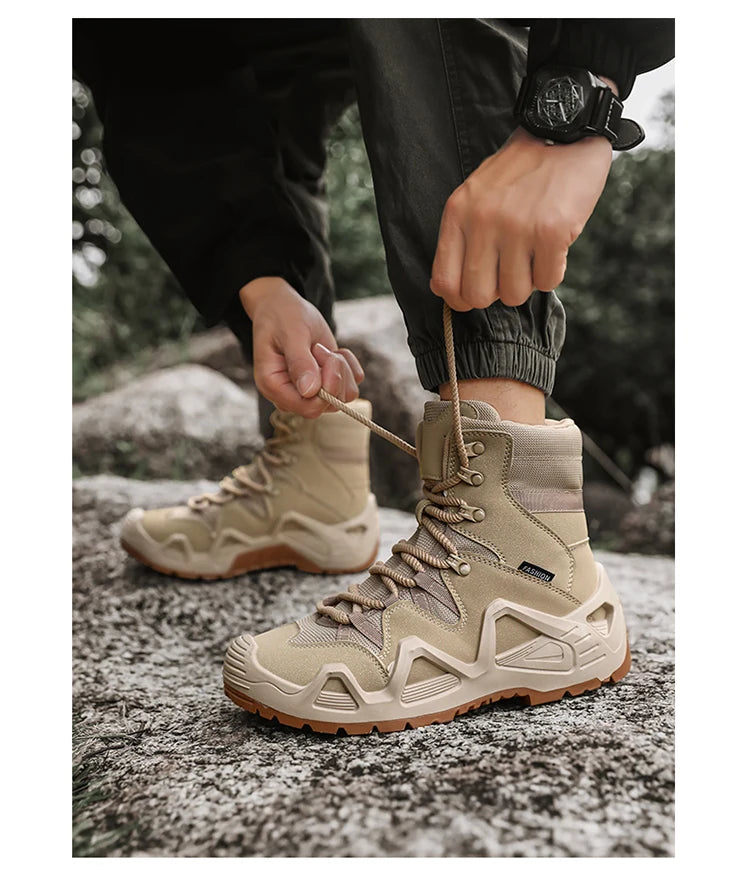 Botas tácticas para hombre con correas para entrenamiento de combate, impermeables, transpirables, ideales para senderismo y uso multifuncional en motocicleta.