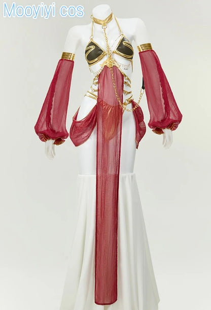 New Mooyiyi cos Leia Scarlet Salsa Dress Cosplay costume Halloween Christmas S-XL 2025 Sexy Red Dancer Dress