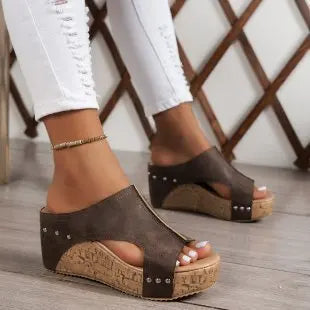 Sandalias de cuña para mujer, elegantes sandalias de verano, huaraches, zapatos de tacón para mujer.