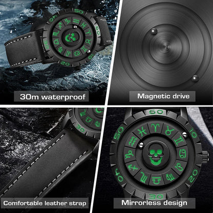 Nuevo reloj de lujo para hombre de la marca original FOXBOX, a la moda, con calavera, puntero deslizante, fuerza magnética, impermeable, de cuarzo.