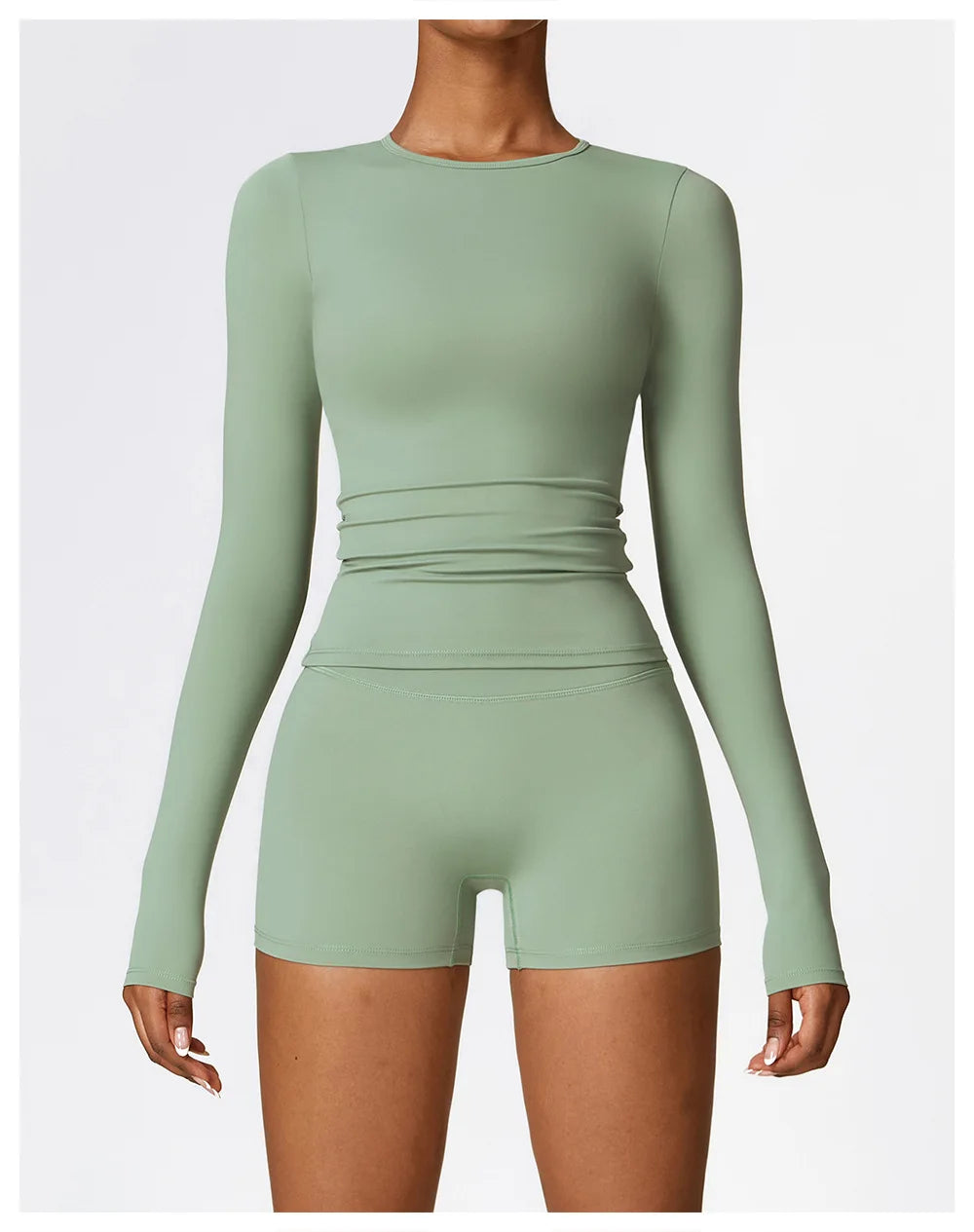 2PCS Seamless Yoga Set Women Workout Set Sportswear Gym Clothing Fitness Long Sleeve Crop Top High Waist Leggings Sports Suits