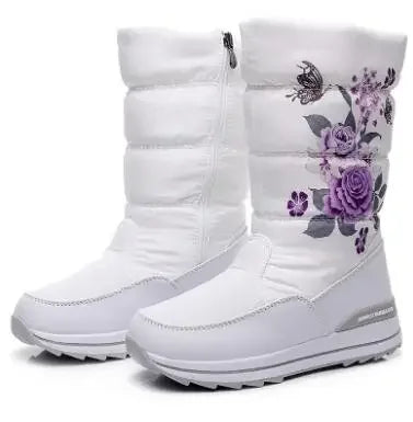 Botas de nieve para mujer, botas de invierno con plataforma, botas gruesas de felpa, impermeables y antideslizantes, zapatos de invierno de moda para mujer, botas cálidas de piel para mujer