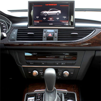 Accesorios decorativos para el interior del coche Audi A6 A7 2012 2013 2014 2015 2016 2017 2018, pegatinas negras de fibra de carbono, embellecedor de cubierta.