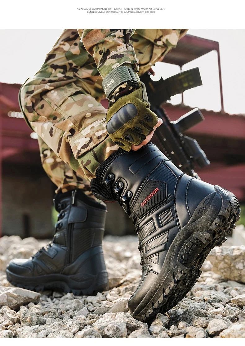 Botas altas de piel para hombre de alta calidad, transpirables, estilo desértico, ideales para actividades al aire libre. Botines antideslizantes para senderismo.