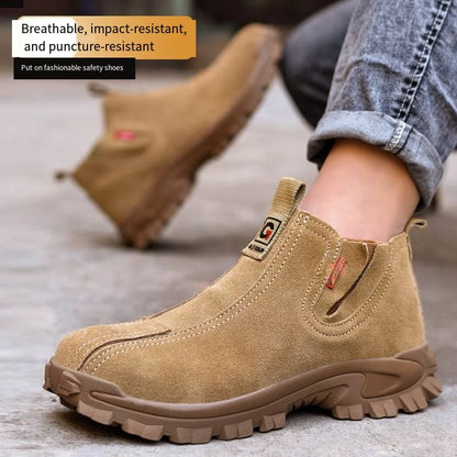 Zapatos de trabajo ligeros para hombre y mujer, cómodos, impermeables, antiaplastamiento, antipinchazos, antideslizantes, con suela resistente a la abrasión, calzado de seguridad.