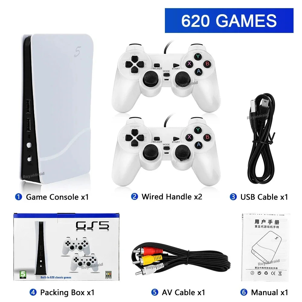 Consola de juegos XHEngwei GS5 Pro G620 para TV, 8 bits, retro, 620 juegos clásicos, 620 juegos integrados, mando portátil con cable USB