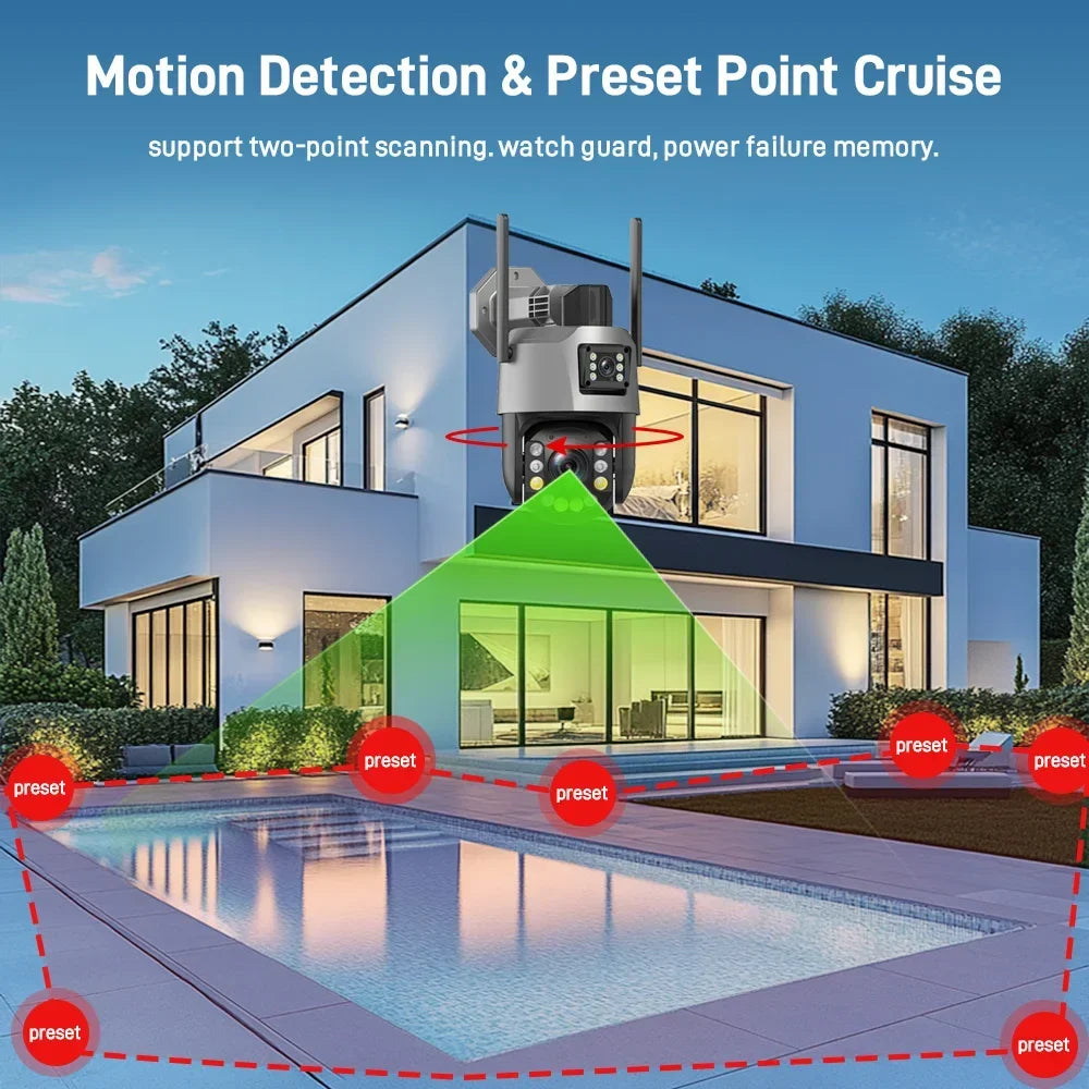 Cámara PTZ de 8 MP con zoom 50x, Wi-Fi, doble lente, 4K, zoom 20x, cámara de vigilancia exterior, visión infrarroja de largo alcance (120 m), compatible con ONVIF.