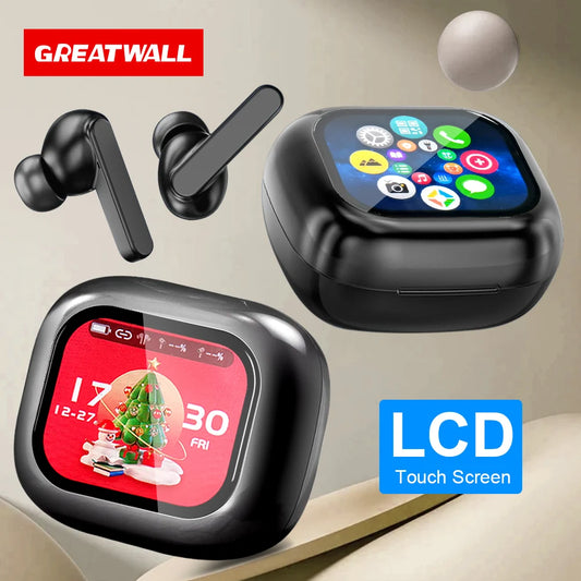 Auriculares inalámbricos GREATWALL TWS originales con Bluetooth, pantalla táctil LCD inteligente, sonido estéreo HiFi, llamadas HD y aplicación.