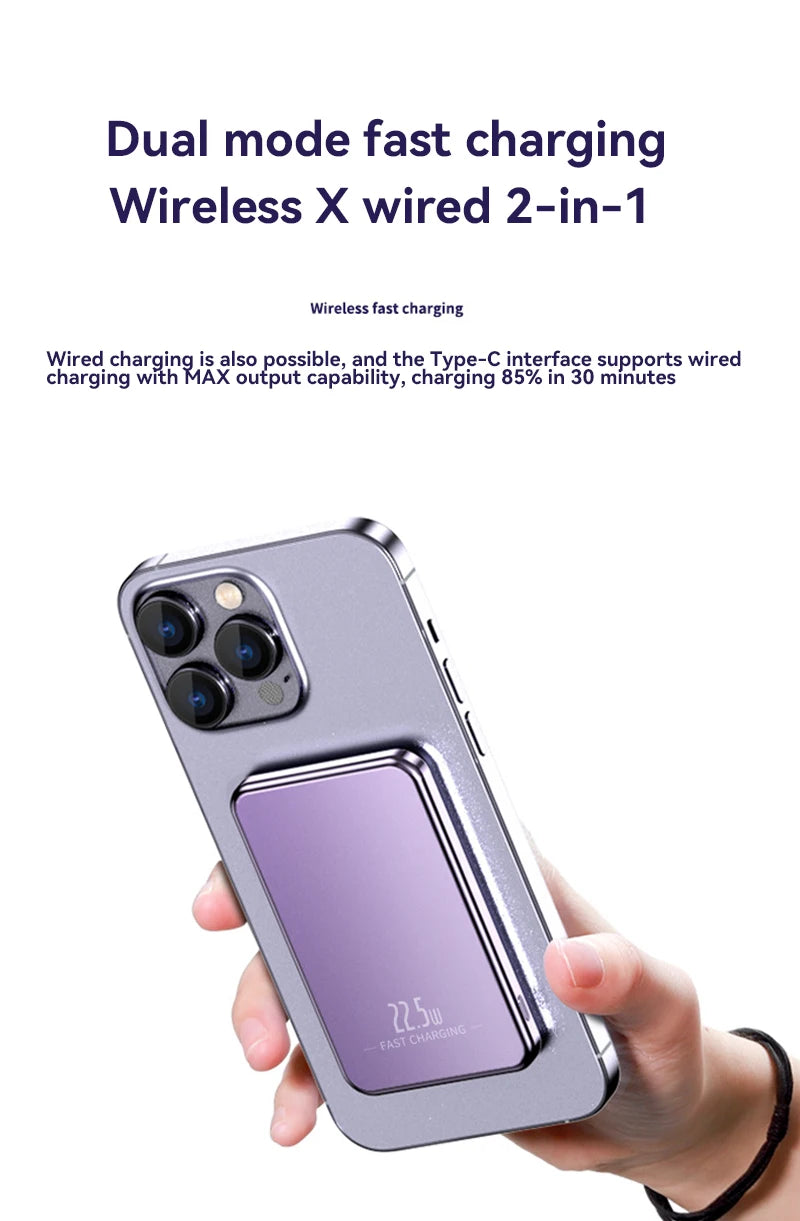 Cargador portátil magnético ultrafino Xiaomi de 500.000 mAh y 22,5 W PD con carga ultrarrápida para iPhone y Samsung.