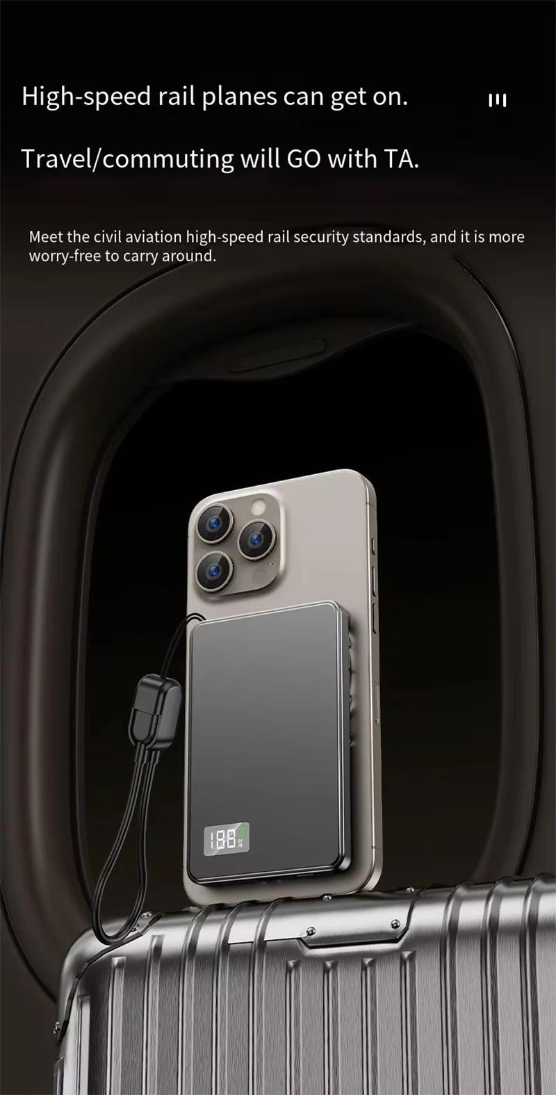 Batería externa portátil Xiaomi de 500.000 mAh, inalámbrica y magnética, PD22,5 W, carga rápida, compatible con Magsafe para iPhone y Samsung.