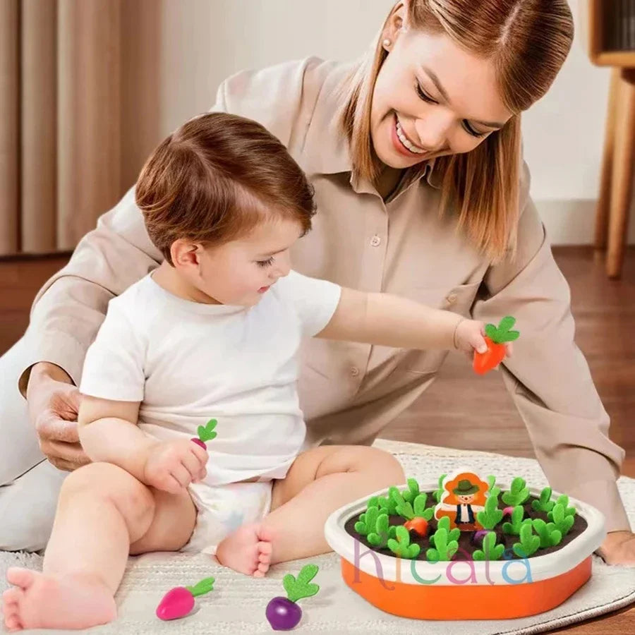 Juguetes Montessori para bebés, juguetes educativos para niños pequeños, juguetes de formas coloridas, juego de zanahorias para tirar, juguetes de conteo y descubrimiento para niños que aprenden.