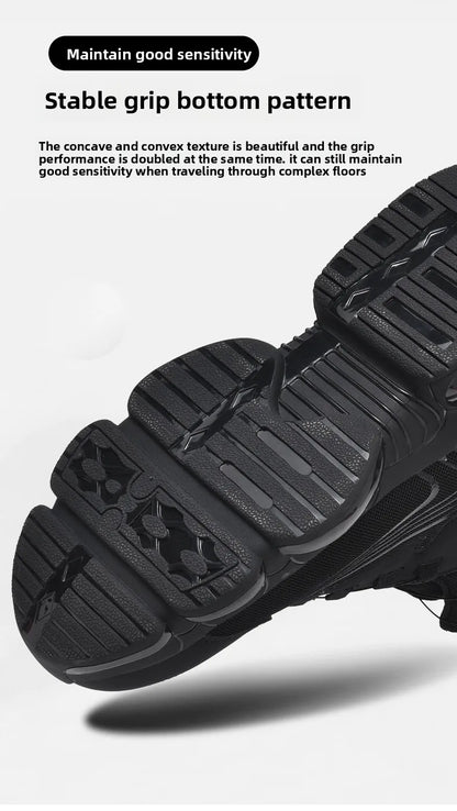 Zapatos de seguridad de caña alta para hombre con botón giratorio, resistentes a impactos y perforaciones, zapatillas de moda para hombre, calzado de seguridad profesional.