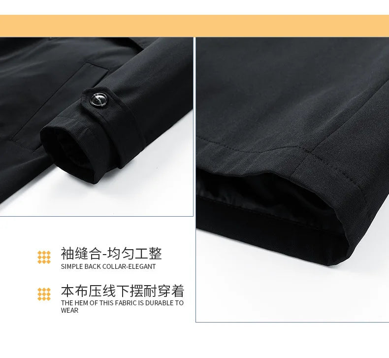 Gabardina larga de hombre, verde militar, corte ajustado, cruzada, con solapa de muesca, cortavientos, ideal para primavera y otoño, estilo casual para actividades al aire libre.