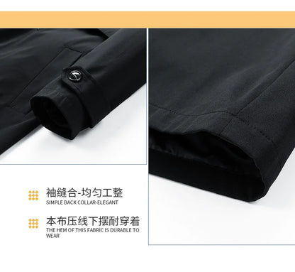 Gabardina larga de hombre, verde militar, corte ajustado, cruzada, con solapa de muesca, cortavientos, ideal para primavera y otoño, estilo casual para actividades al aire libre.