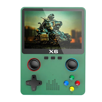 Consola de juegos retro portátil X6: pantalla IPS de 3,5/4", más de 10 000 juegos clásicos, ligera y portátil, ideal como regalo para gamers.