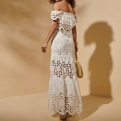 Flaxmaker - Traje de baño de bikini sexy sin tirantes y ahuecado para mujer, chaleco liso sin mangas, falda recta, conjunto informal elegante de verano para mujer