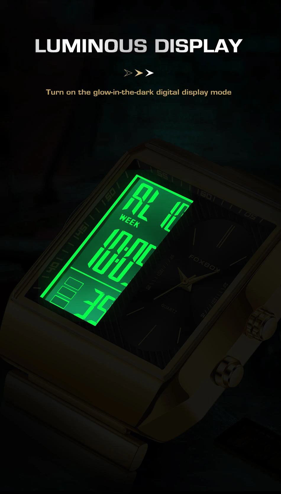 LIGE - Reloj digital cuadrado de moda para hombre, informal, deportivo, resistente al agua, de cuarzo, cronógrafo de lujo de la mejor marca FOXBOX