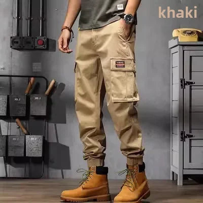 Pantalones cargo vintage estilo americano, holgados, de pierna recta, informales, para hombre, ligeros, de verano, con pierna ancha, estilo harén.