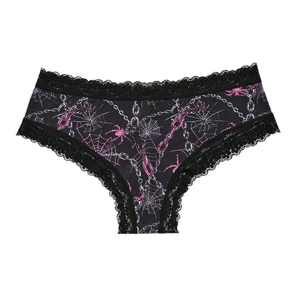 Ropa interior para mujer, bragas sexys con borde de encaje, estilo gótico, lencería con calavera rosa, pantalones triangulares cómodos y transpirables personalizados