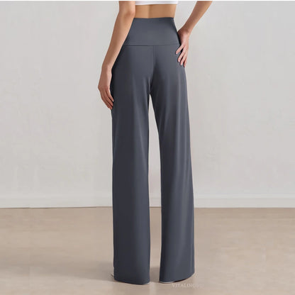 Pantalones de pierna ancha para mujer VITALINOVO, sin bolsillos, cintura alta, elásticos, holgados, tipo chándal, sensación de desnudez, informales, para estar en casa, yoga o entrenamiento, estilo palazzo.