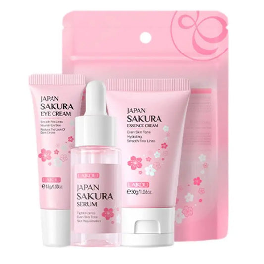Set para el cuidado facial Limpiador Sakura Essence Cream Hidratante Blanqueador y Antiedad Tónico Crema para ojos Suero facial Cuidado de la piel de los ojos
