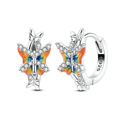 Pendientes de plata de ley 925 con diseño de mariposa, abeja, mariquita y flor de arcoíris para mujer, joyería de moda para fiestas de cumpleaños, regalos