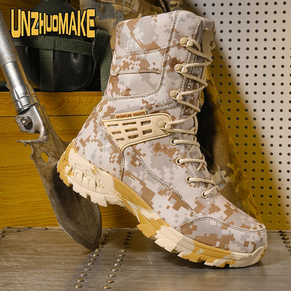 Botas tácticas de camuflaje para hombre, impermeables, para trabajo, seguridad, montañismo, botines, botas para exteriores.