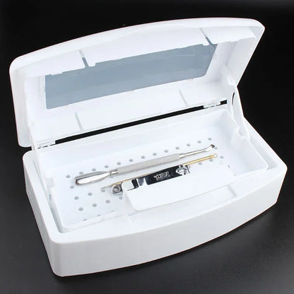 Bandeja esterilizadora de uñas, caja de desinfección, esterilización, limpieza de uñas, salón de manicura, implementos, desinfección, herramientas, equipo, limpiador de herramientas