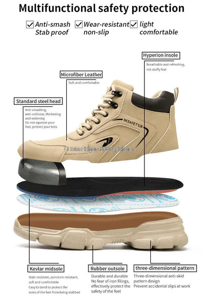 Botas de seguridad protectoras, zapatos de seguridad laboral, botas de seguridad de invierno para hombre, zapatos de trabajo antiperforación, botas de trabajo con punta de acero, indestructibles.