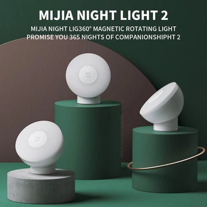 Luz nocturna LED por inducción Xiaomi Mijia, 2 lámparas, brillo ajustable, sensor infrarrojo inteligente de presencia humana con base magnética