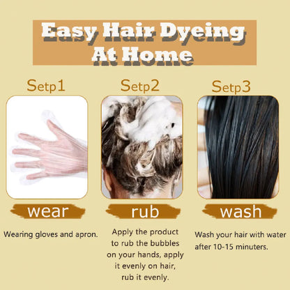 Champú para teñir el cabello gris, 3 en 1, para mujeres y hombres, con tinte negro, crema nutritiva natural a base de hierbas para el cuidado del cabello.