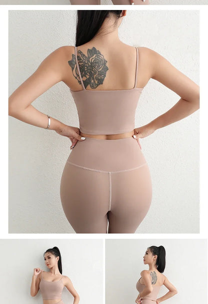 Women Yoga Suit Adjustable Sling Strap Sports Bra U Cut Scrunch Butt Workout Leggings Butt Lifting Excluding pants