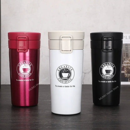 Taza térmica de acero inoxidable de doble capa de 380 ml/510 ml, para café, té, termo, botella de agua, a prueba de fugas.
