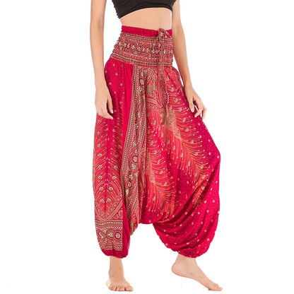 Bohemian Pants Women Pantalones Mujer Hippie High Waist Rayon Harem Baggy Boho Yoga Beach Wear Pour Femme Calca Feminina Printed