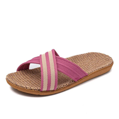Sandalias planas de lino para mujer, ligeras y casuales, de talla grande, para verano, para el hogar, envío gratis