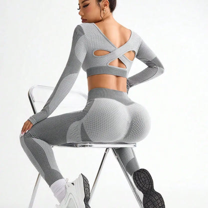 2 piezas, superventas, nuevo, deportivo, ajustado, para correr, transpirable, sin costuras, traje de yoga para mujer, traje de fitness al aire libre para mujer.