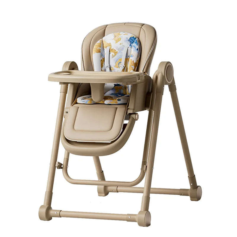 Silla de comedor multifunción para niños, ajustable, 2 en 1, con rueda cardán suave, plegable, reclinable, trona para bebé