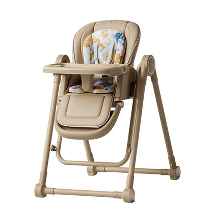 Silla de comedor multifunción para niños, ajustable, 2 en 1, con rueda cardán suave, plegable, reclinable, trona para bebé